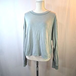 Richer Poorer Crop Long Sleeve T-Shirt Top Light Sage Green (Sea Glass) Sz XL